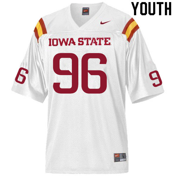 Iowa State Cyclones Youth #96 J.R. Singleton Nike NCAA Authentic White College Stitched Football Jersey FN42D11YV
